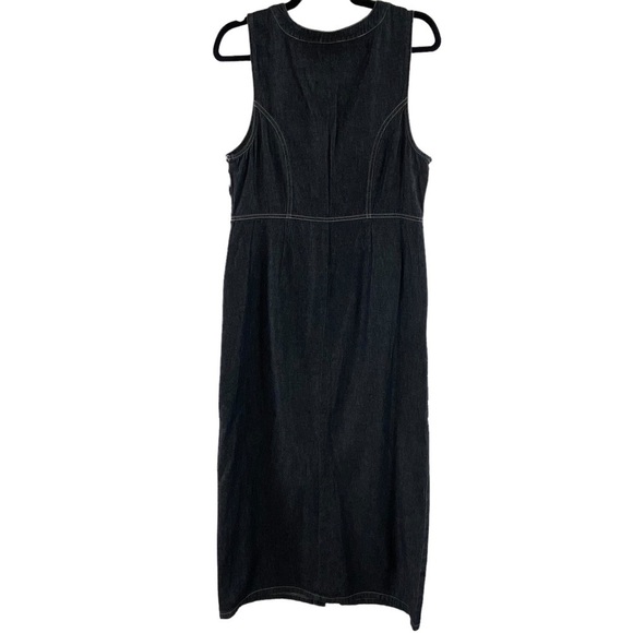 Vintage Denim Pinafore Jumper Embroidered Button Front Maxi Dress Sz Small‎ - Picture 2 of 7